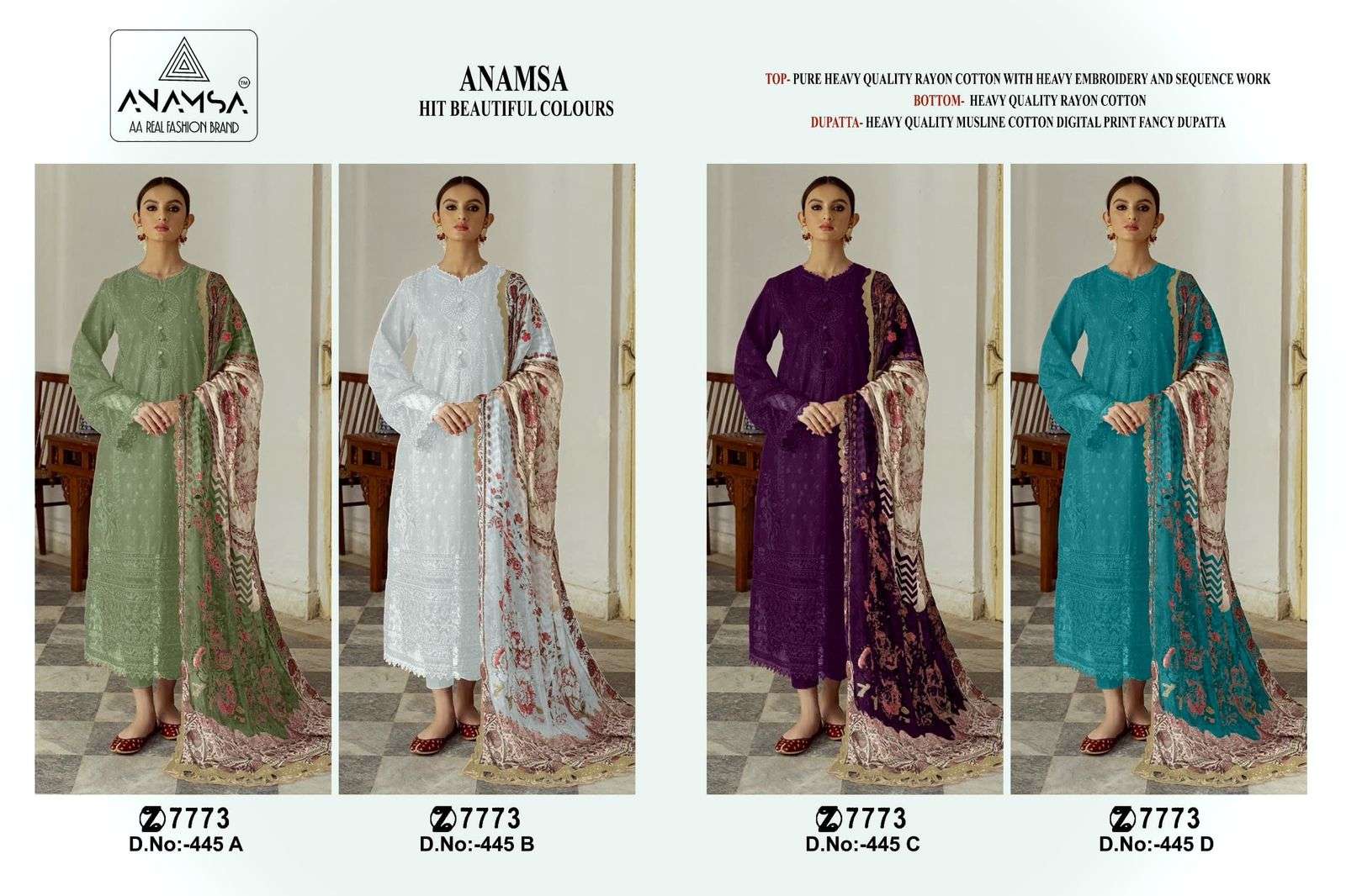 Anamsa 445 A To D Hit Colors Salwar Suit Wholesale catalog