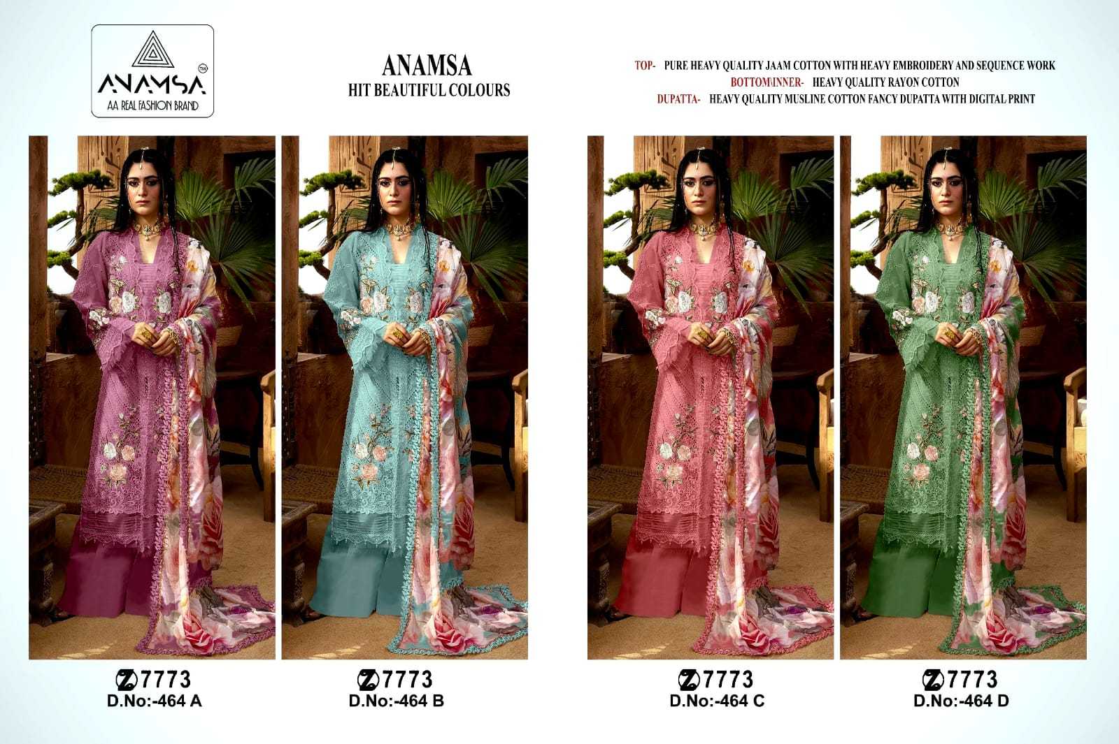 Anamsa 464 A To D Jam Cotton Salwar Suit Wholesale catalog