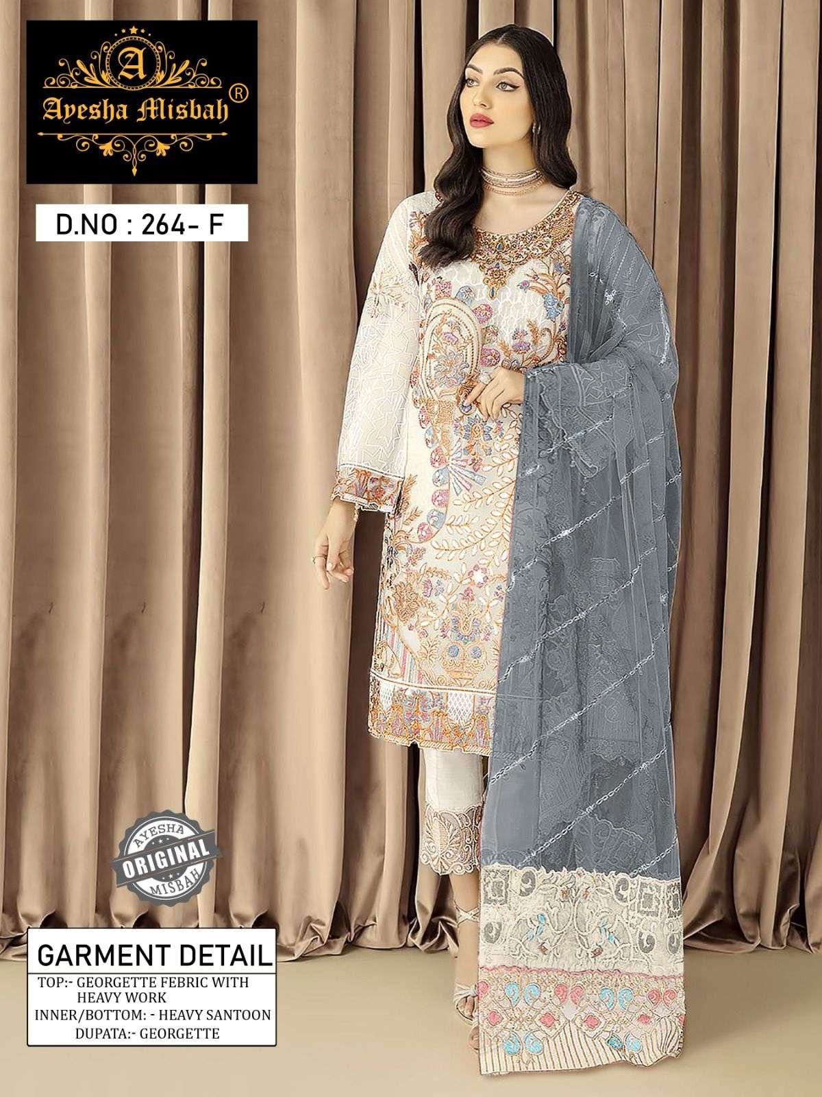 Ayesha Misbah 264 Georgette Salwar Kameez Wholesale catalog