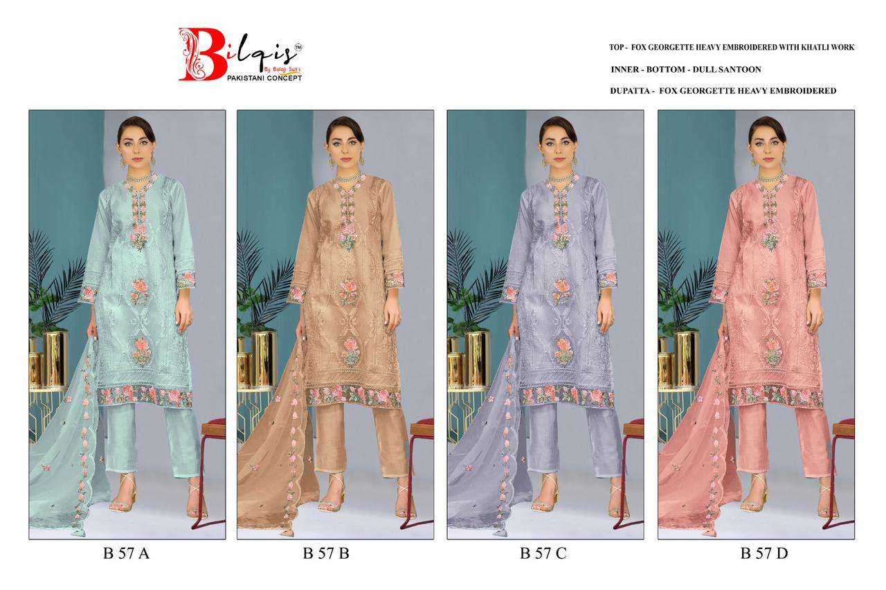 Bilqis B 57 A To D Georgette Pakistani Suit Wholesale catalog