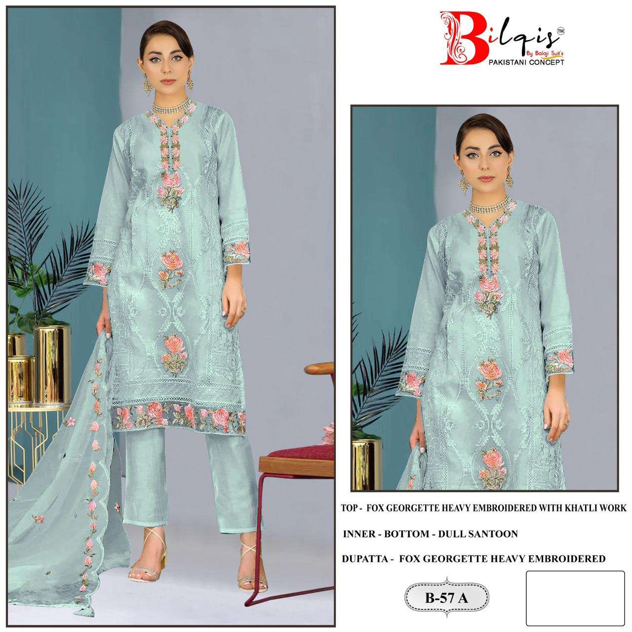 Bilqis B 57 A To D Georgette Pakistani Suit Wholesale catalog