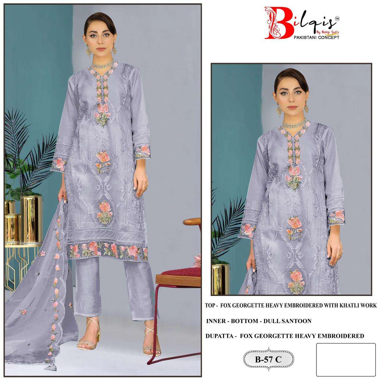 Bilqis B 57 A To D Georgette Pakistani Suit Wholesale catalog