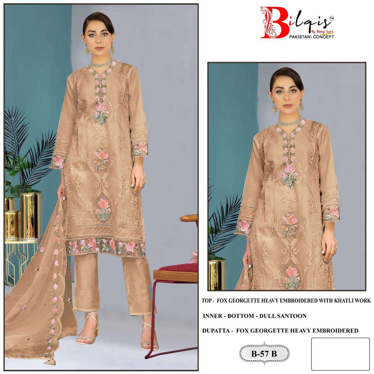 Bilqis B 57 A To D Georgette Pakistani Suit Wholesale catalog