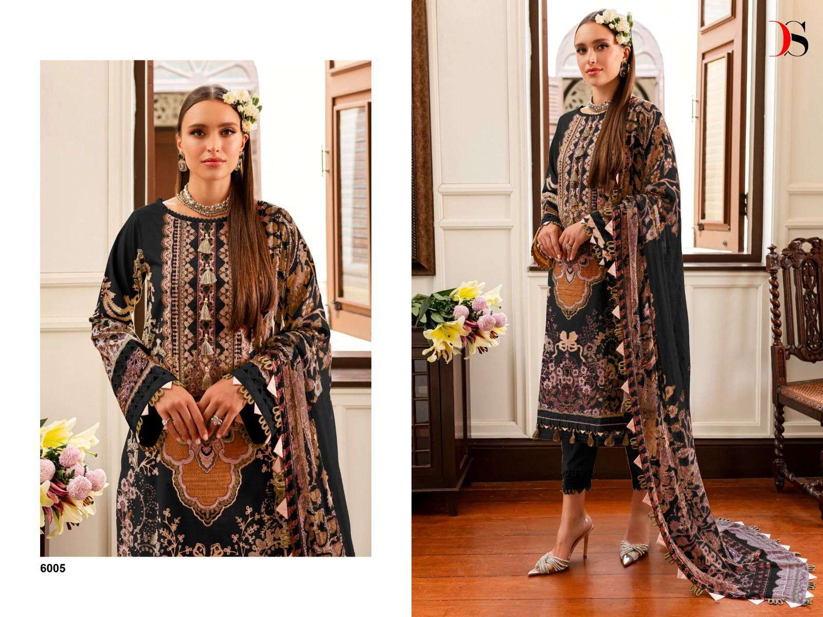 Deepsy Firdous Queens Court 6 Nx Cotton Dupatta Pakistani Suits Wholesale catalog