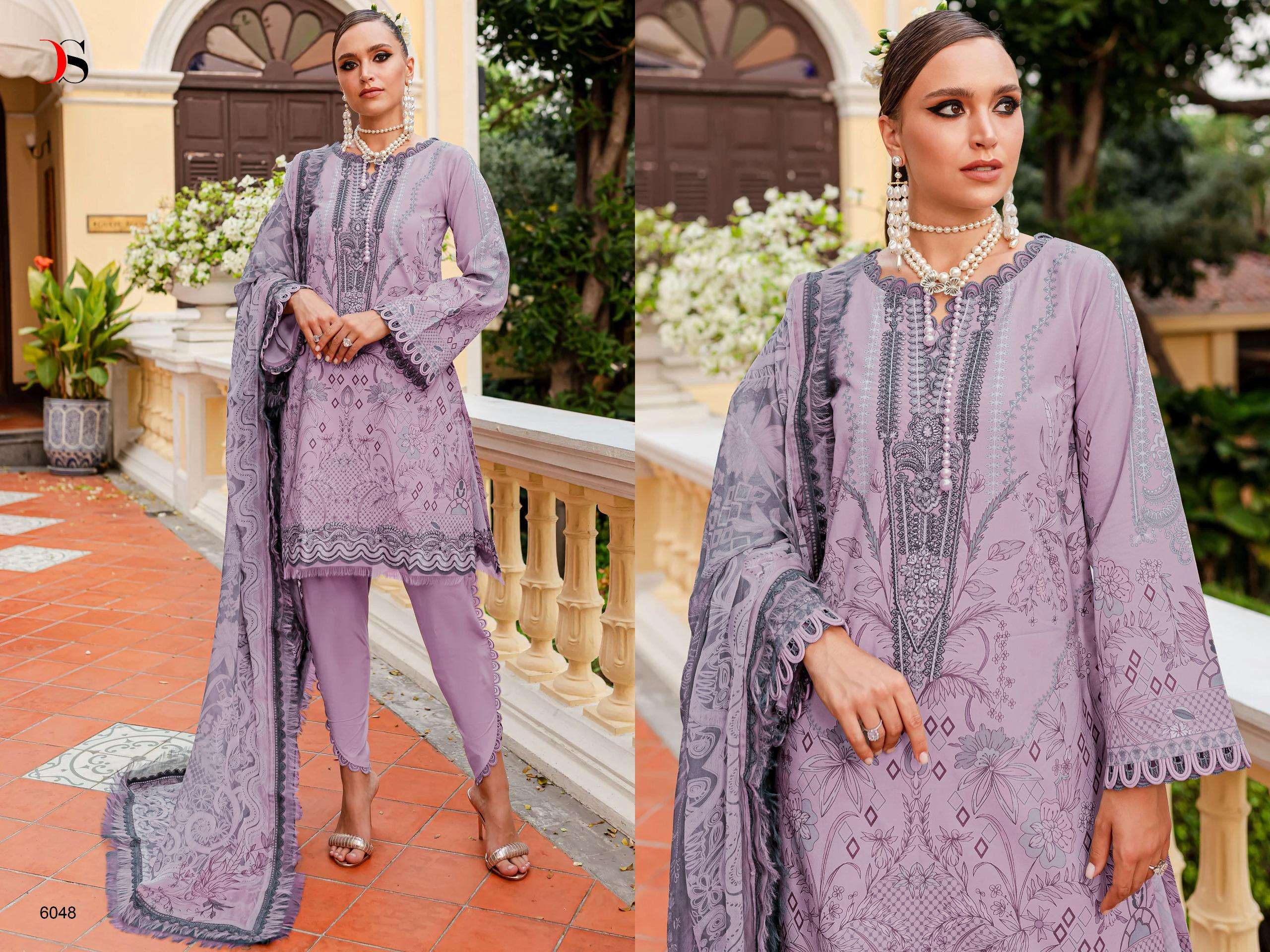 Deepsy Firdous Queens Court 7 Cotton Dupatta Pakistani Suits Wholesale catalog