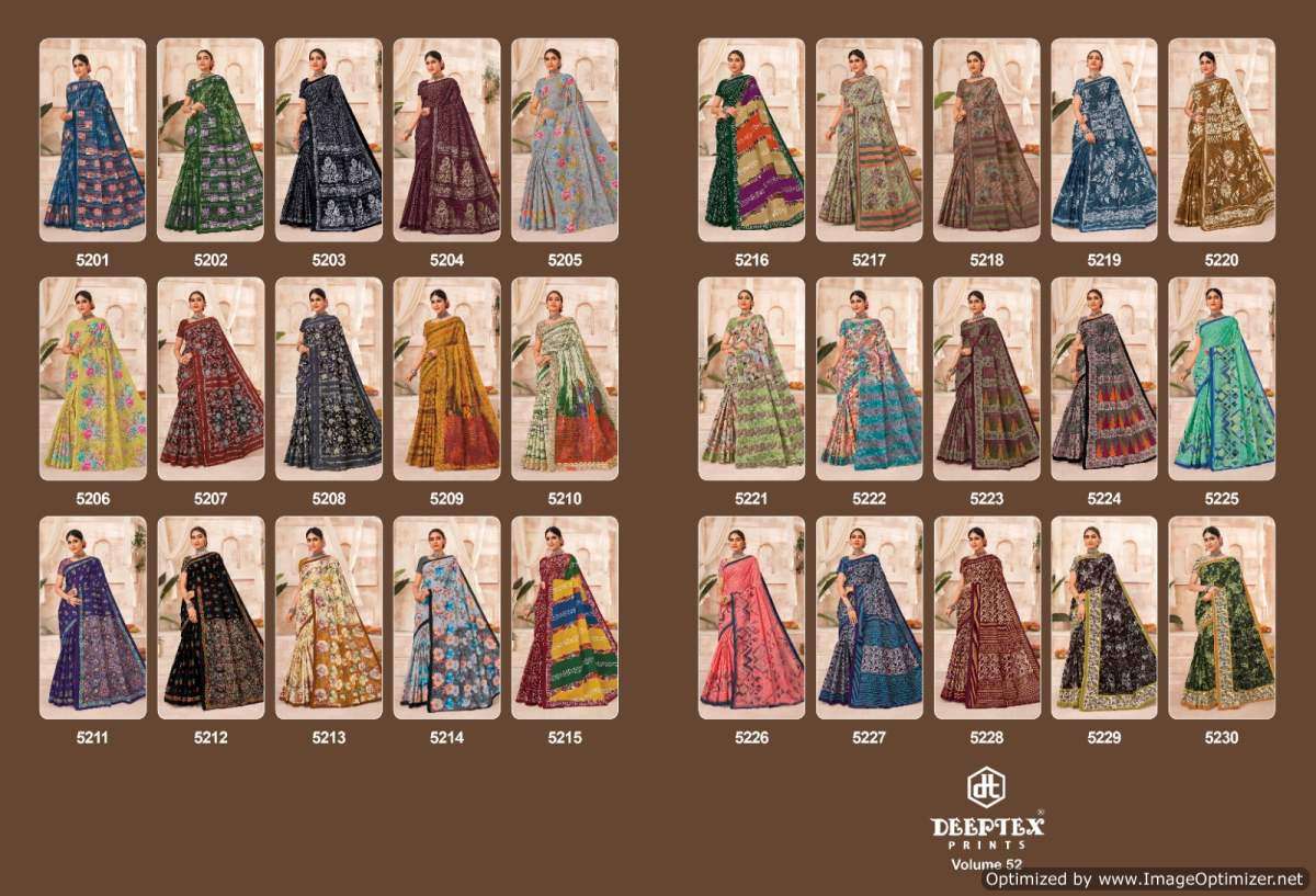 Deeptex Mother India Vol-52 – Cotton Sarees - Wholesale Catalog