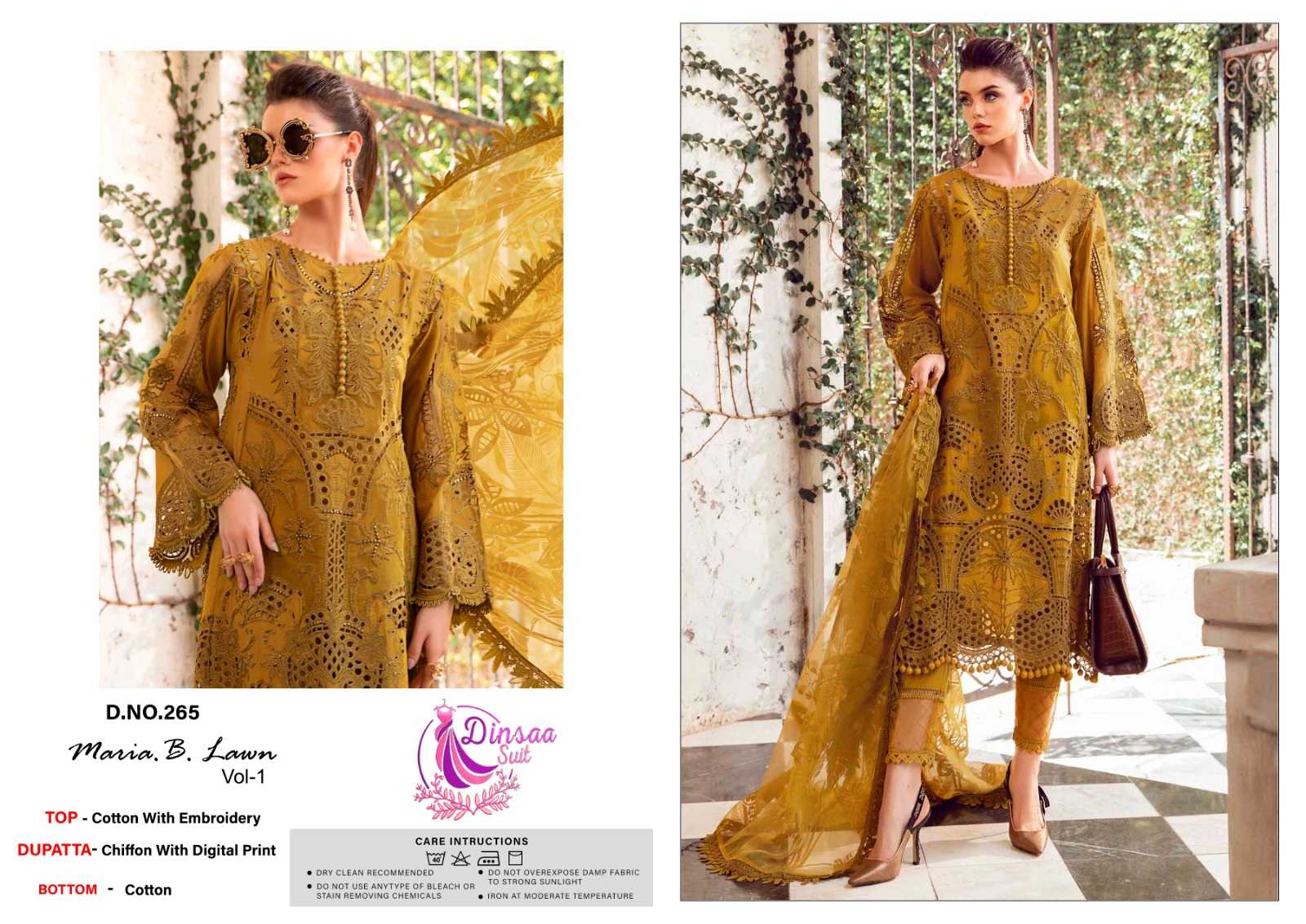 Dinsaa Maria B Lawn Vol 1 Embroidery Salwar Kameez Wholesale catalog