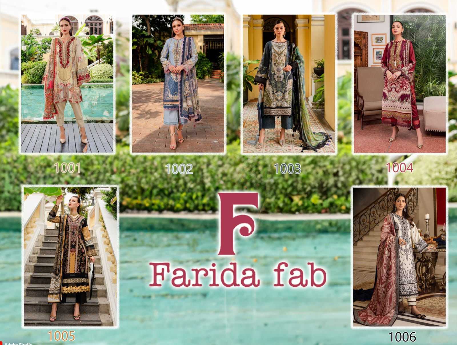 Farida Fab Gul Mohor Cotton Digital printed Dress Material Wholesale catalog