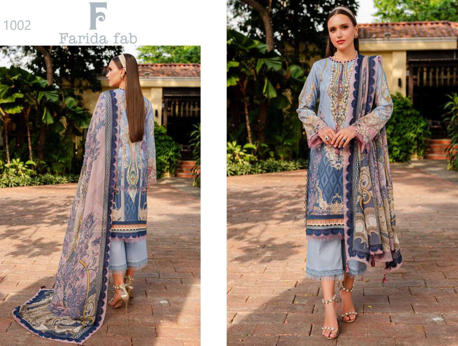 Farida Fab Gul Mohor Cotton Digital printed Dress Material Wholesale catalog