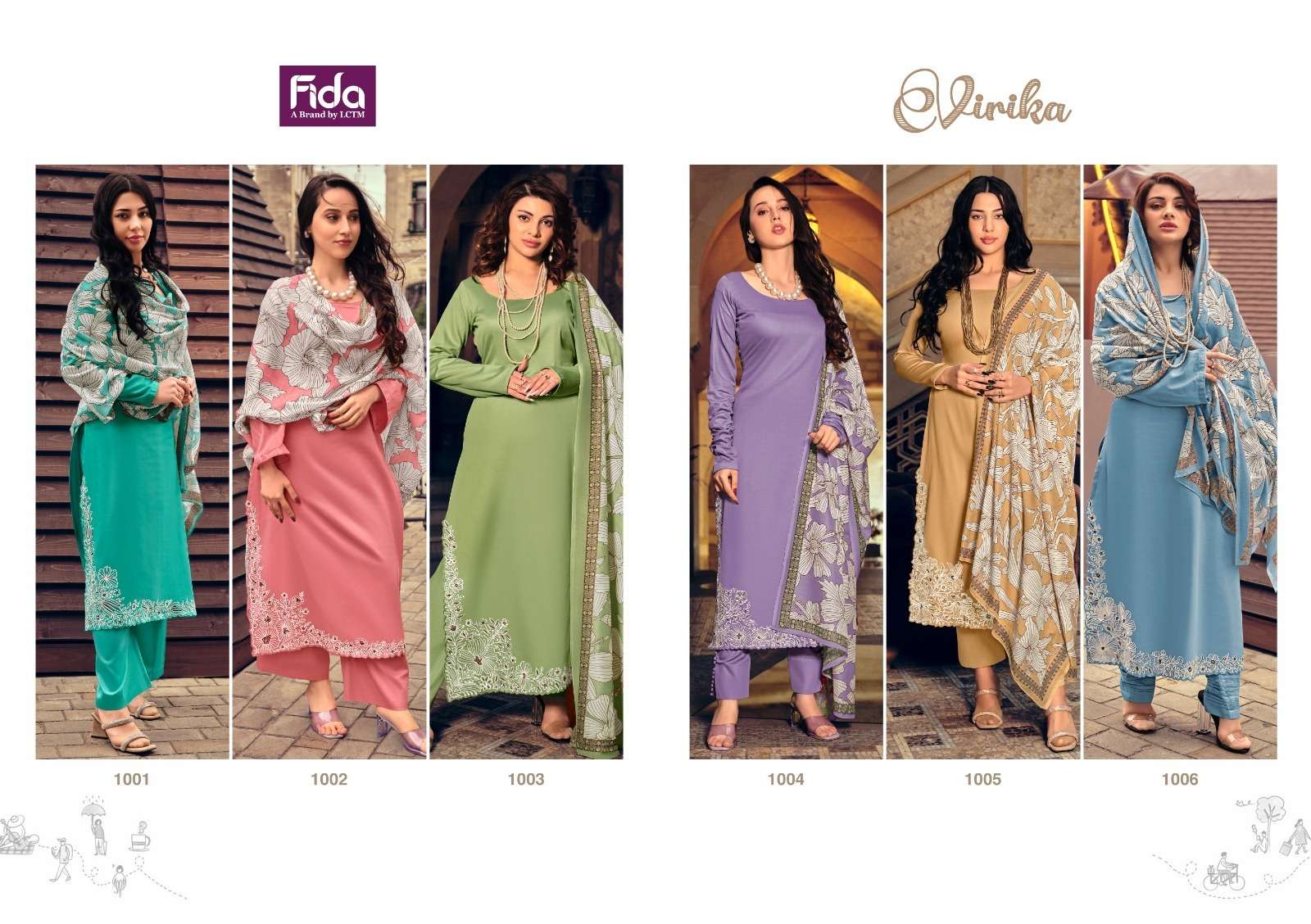 Fida Virika Cotton Embroidered Dress Material Wholesale catalog