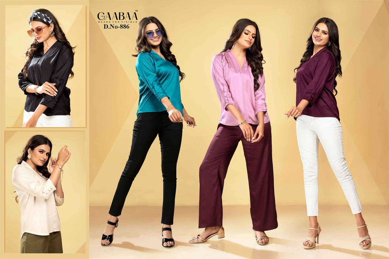 GAABAA D. NO. 886 Viscose Satin- Liva Tag Ladies T-shirts Wholesale catalog