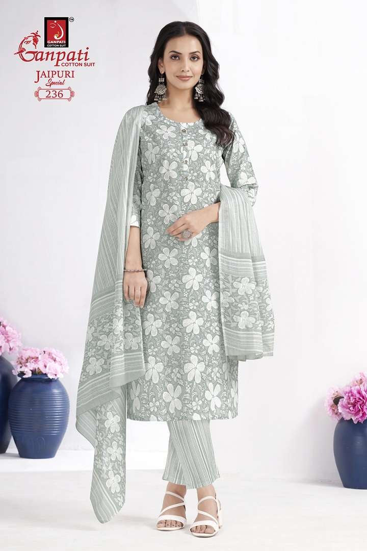 Ganpati Jaipuri Special Vol-10 – A-Line Cut Kurti Pant With Dupatta - Wholesale Catalog