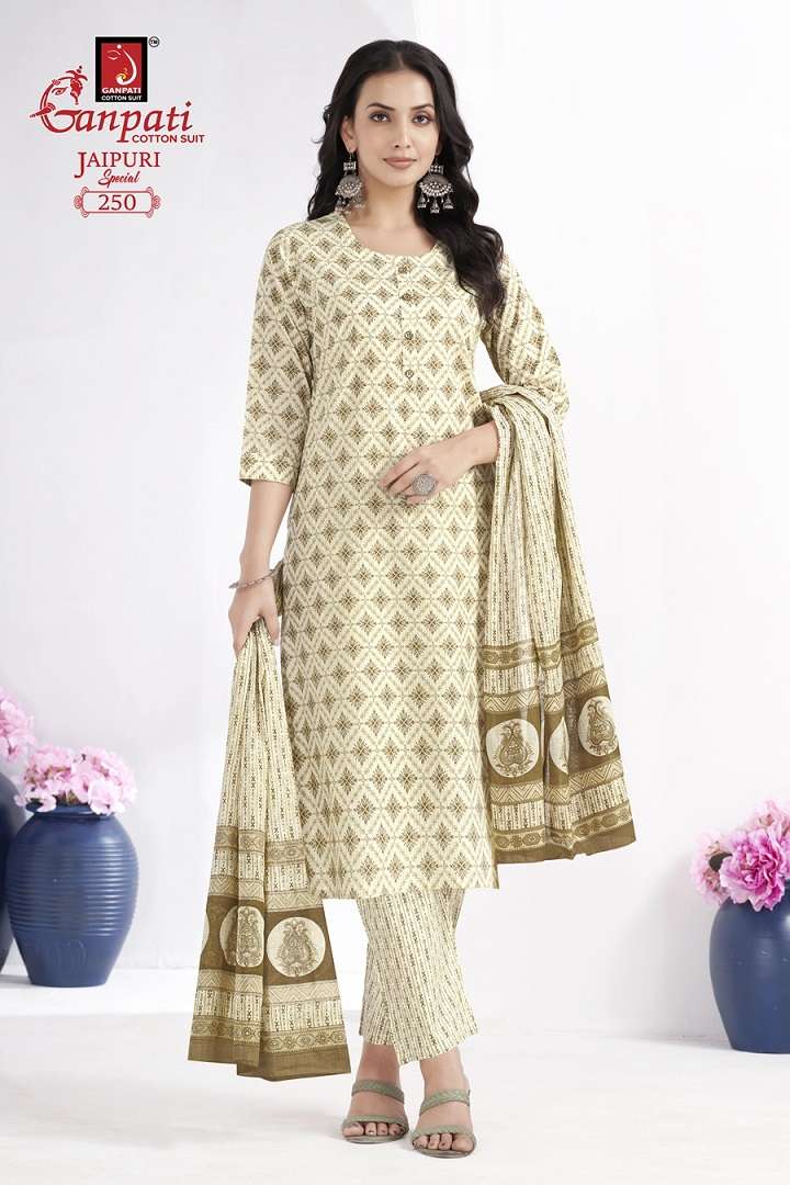 Ganpati Jaipuri Special Vol-10 – A-Line Cut Kurti Pant With Dupatta - Wholesale Catalog