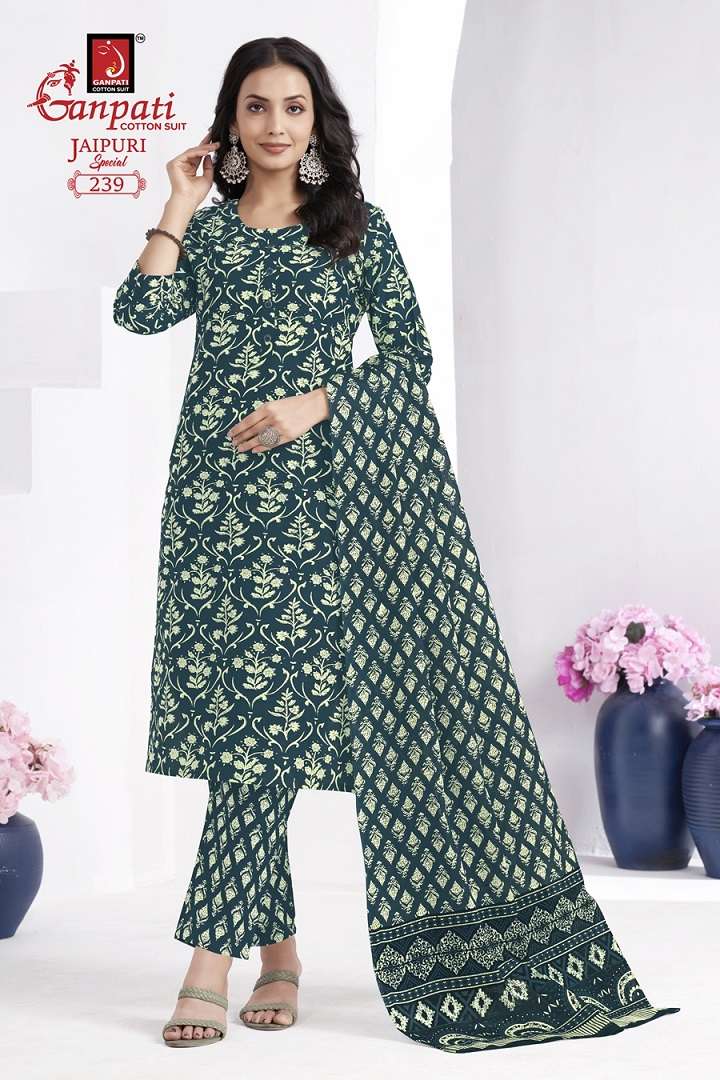 Ganpati Jaipuri Special Vol-10 – A-Line Cut Kurti Pant With Dupatta - Wholesale Catalog