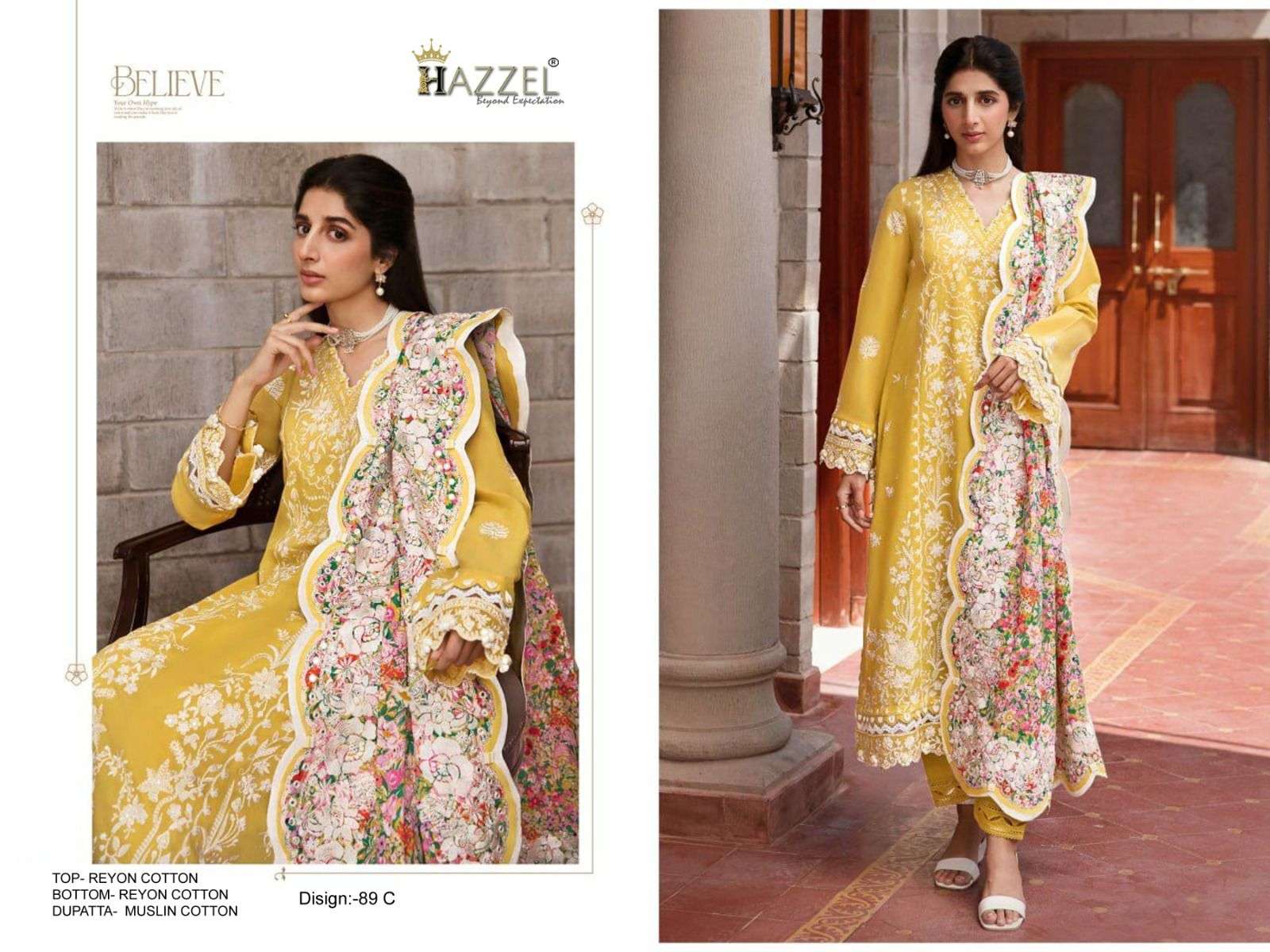 Hazzel 089 A To D Rayon Pakistani Suits Wholesale catalog