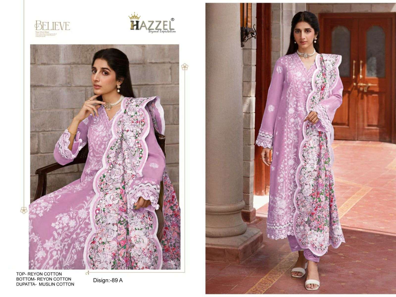Hazzel 089 A To D Rayon Pakistani Suits Wholesale catalog