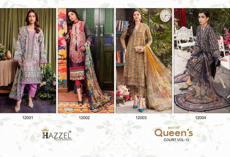 Hazzel Queens Court Vol 12 Chiffon Dupatta Pakistani Suits Wholesale catalog