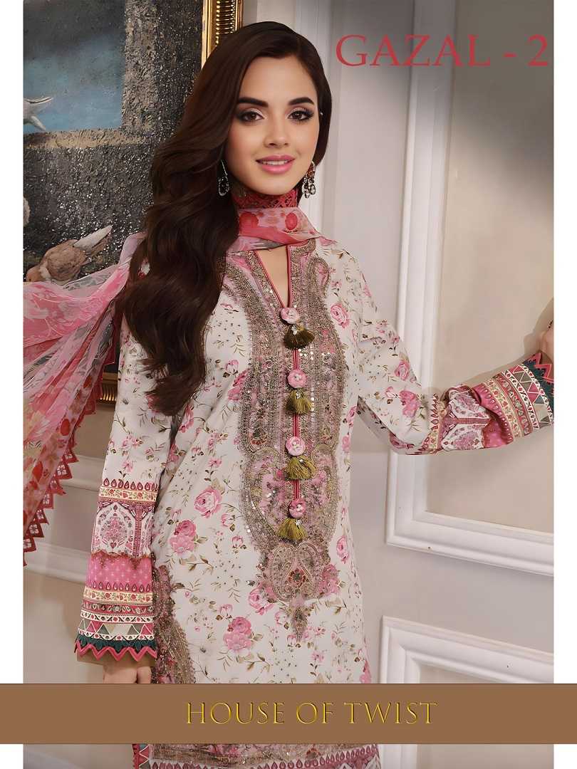 House Of Twist Gazal Vol 2 Karachi Cotton Digital Printed Dress Material Wholesale catalog