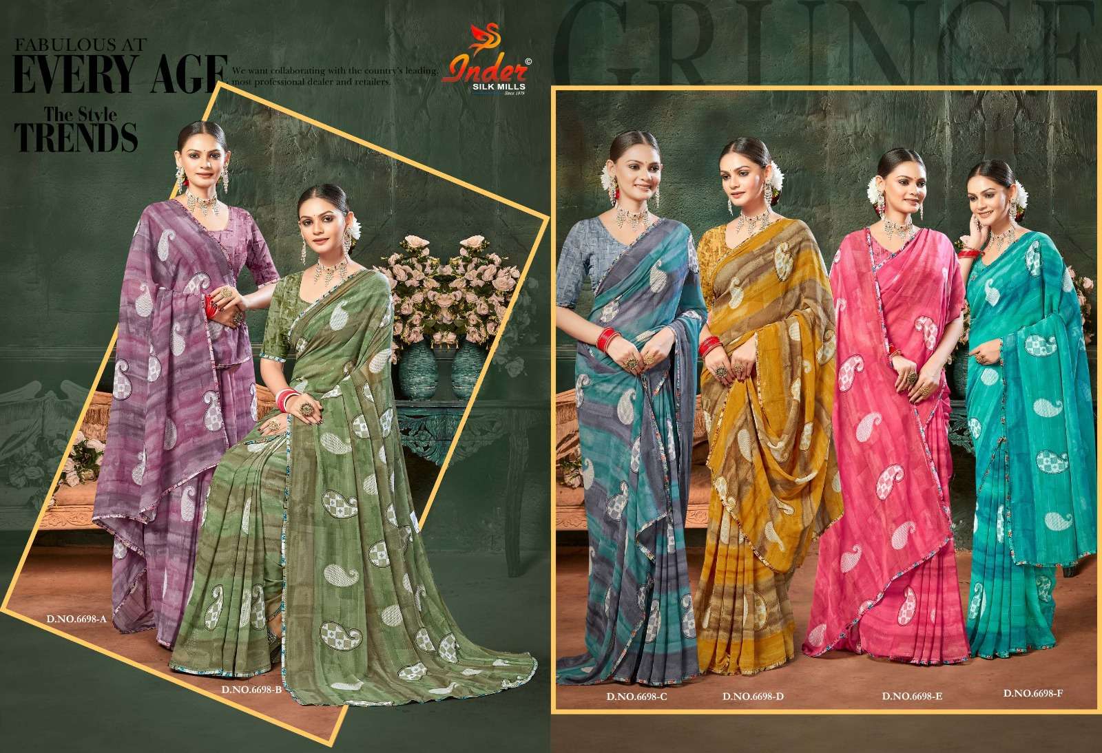 INDER SILK MILLS COMPUTER-6698 Saree Wholesale catalog