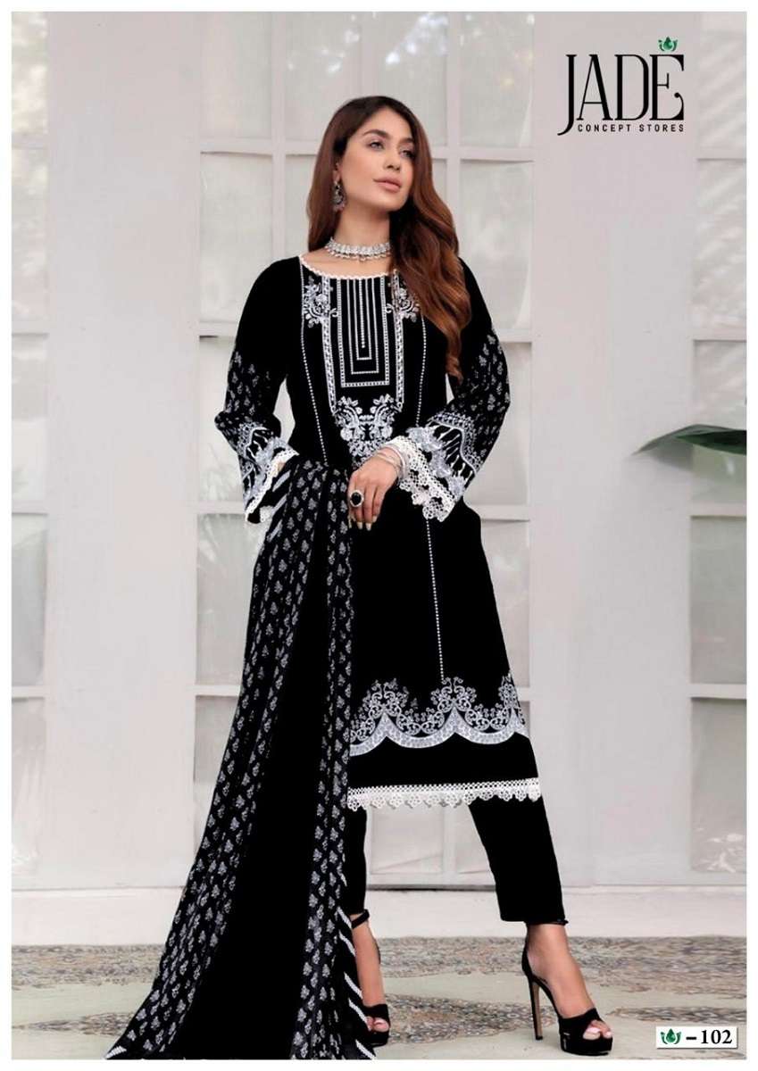 Jade Bin Saeed Black And White – Dress Material - Wholesale Catalog