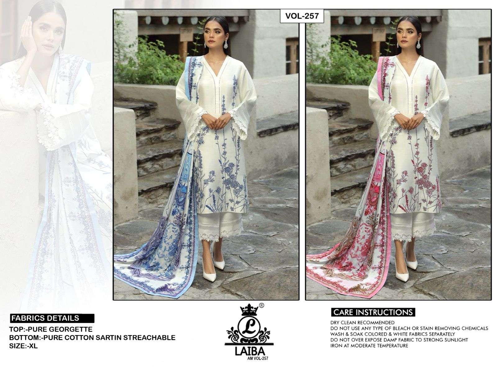 Laiba Am Vol 257 Georgette Pakistani Suits Wholesale catalog