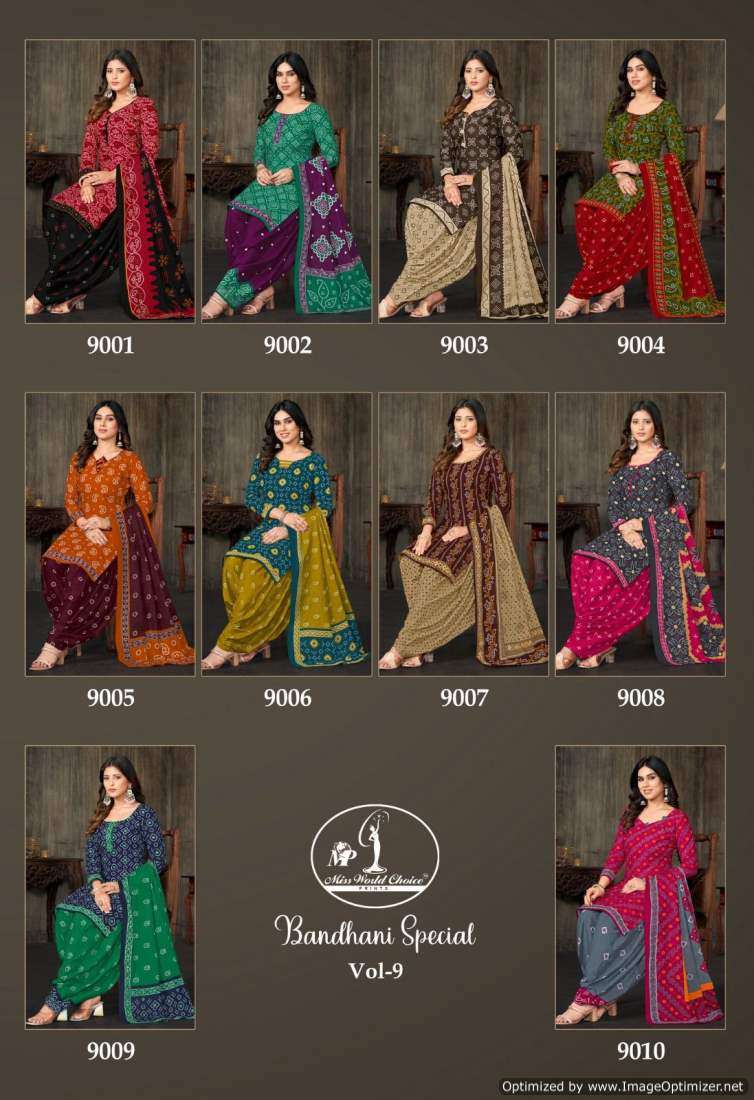 Miss World Bandhani Vol-9 – Dress Material - Wholesale Catalog