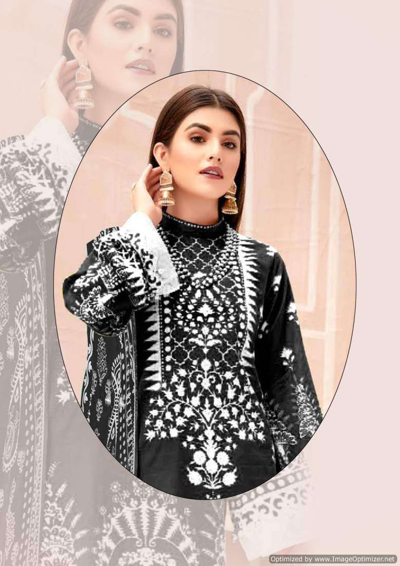 Miss World Mahenoor Black And White Cotton Printed Dress Material Wholesale catalog