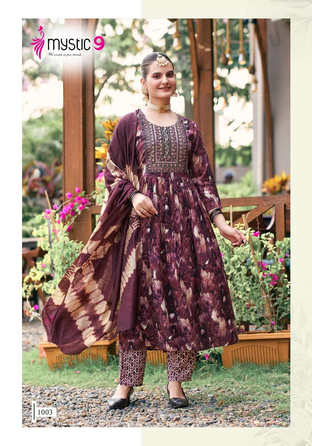 Mystic 9 Shanaya Vol-1 – Umbrella Cut Kurti With Pant And Dupatta - Wholesale Catalog