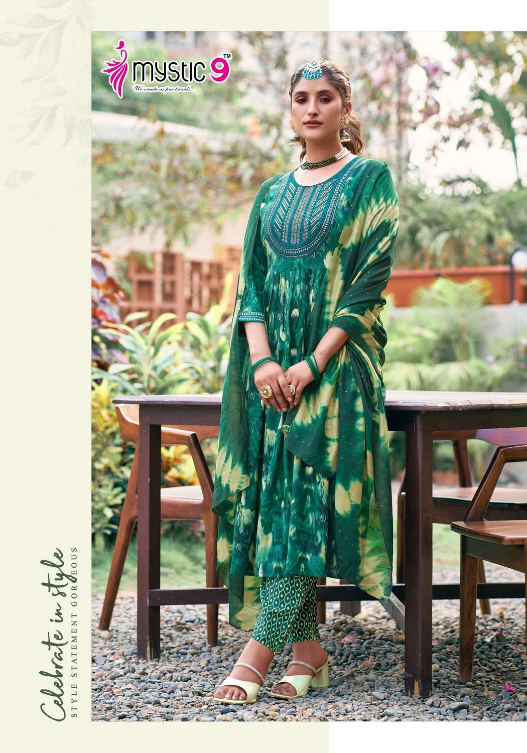 Mystic 9 Shanaya Vol-1 – Umbrella Cut Kurti With Pant And Dupatta - Wholesale Catalog