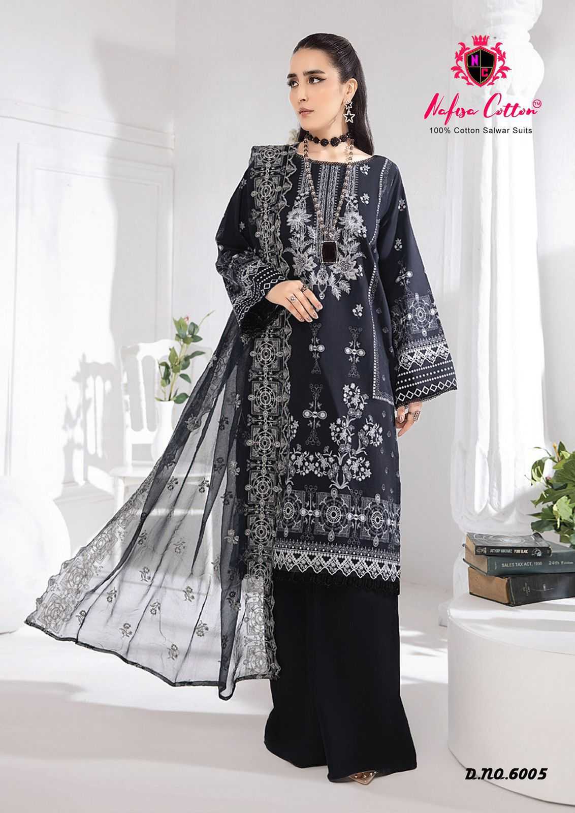 Nafisa Black And White Vol 6 Karachi Cotton Dress Material Wholesale catalog