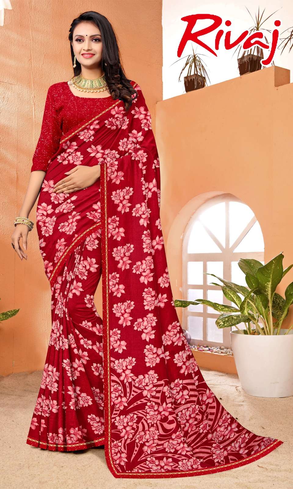 Revaaj Renial fancy flower print Saree Wholesale catalog