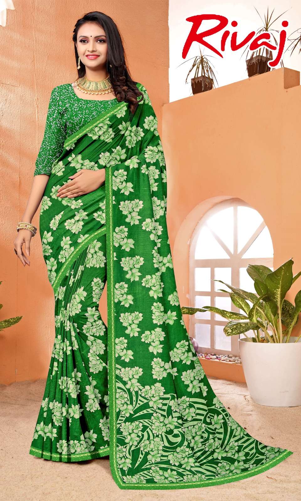 Revaaj Renial fancy flower print Saree Wholesale catalog