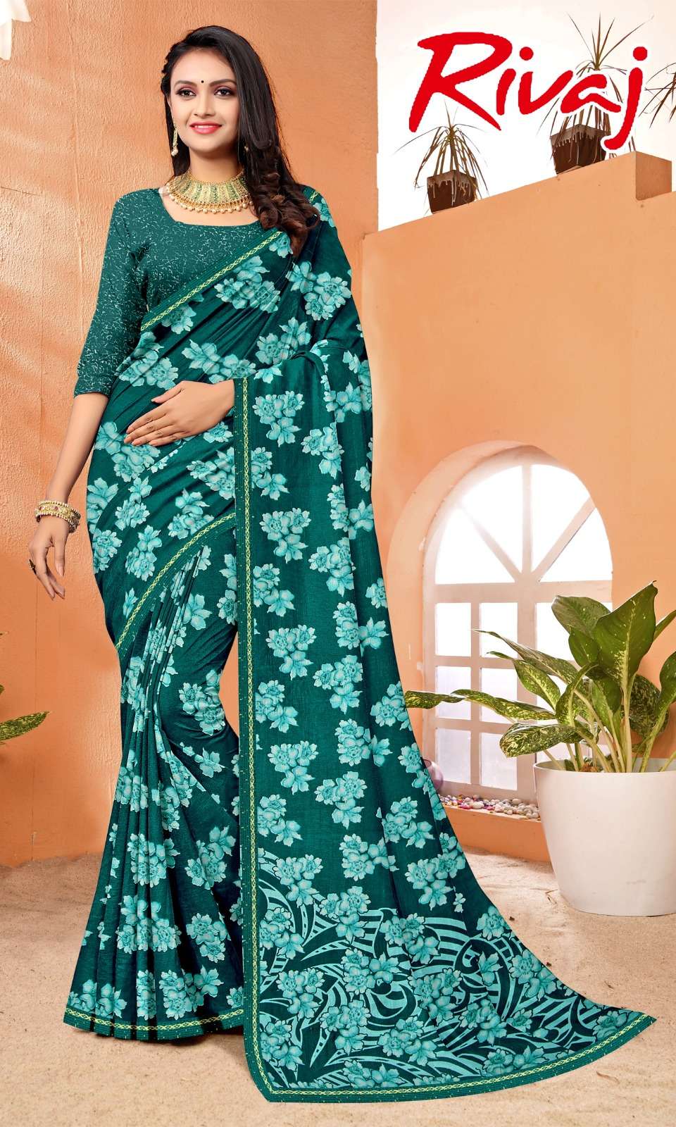 Revaaj Renial fancy flower print Saree Wholesale catalog