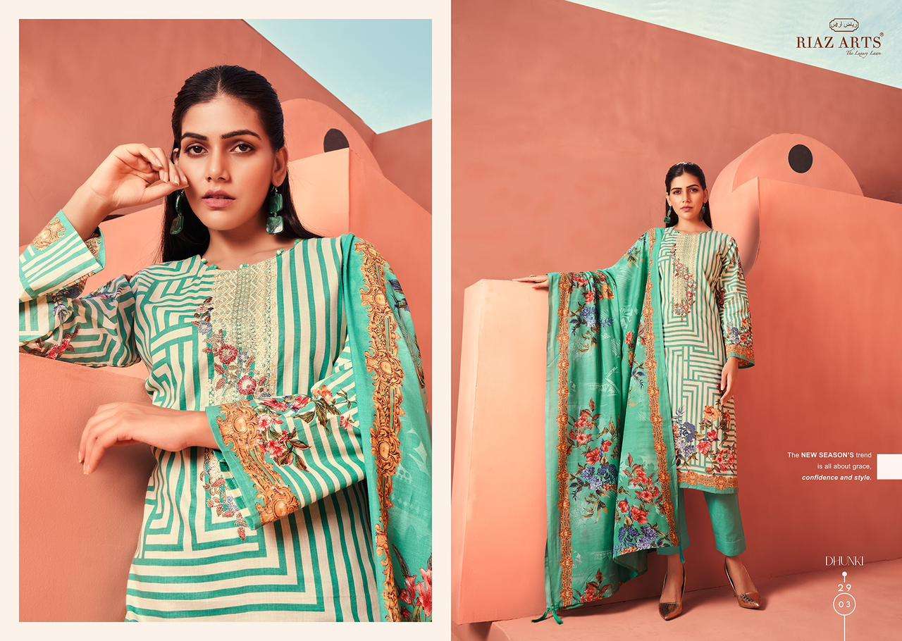 Riaz Arts Dhunki Karachi Lawn Printed Dress Material Wholesale catalog