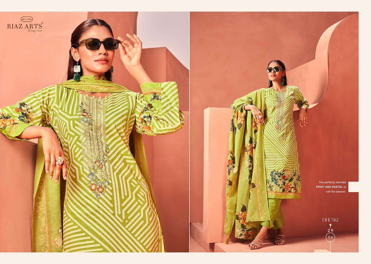 Riaz Arts Dhunki Karachi Lawn Printed Dress Material Wholesale catalog