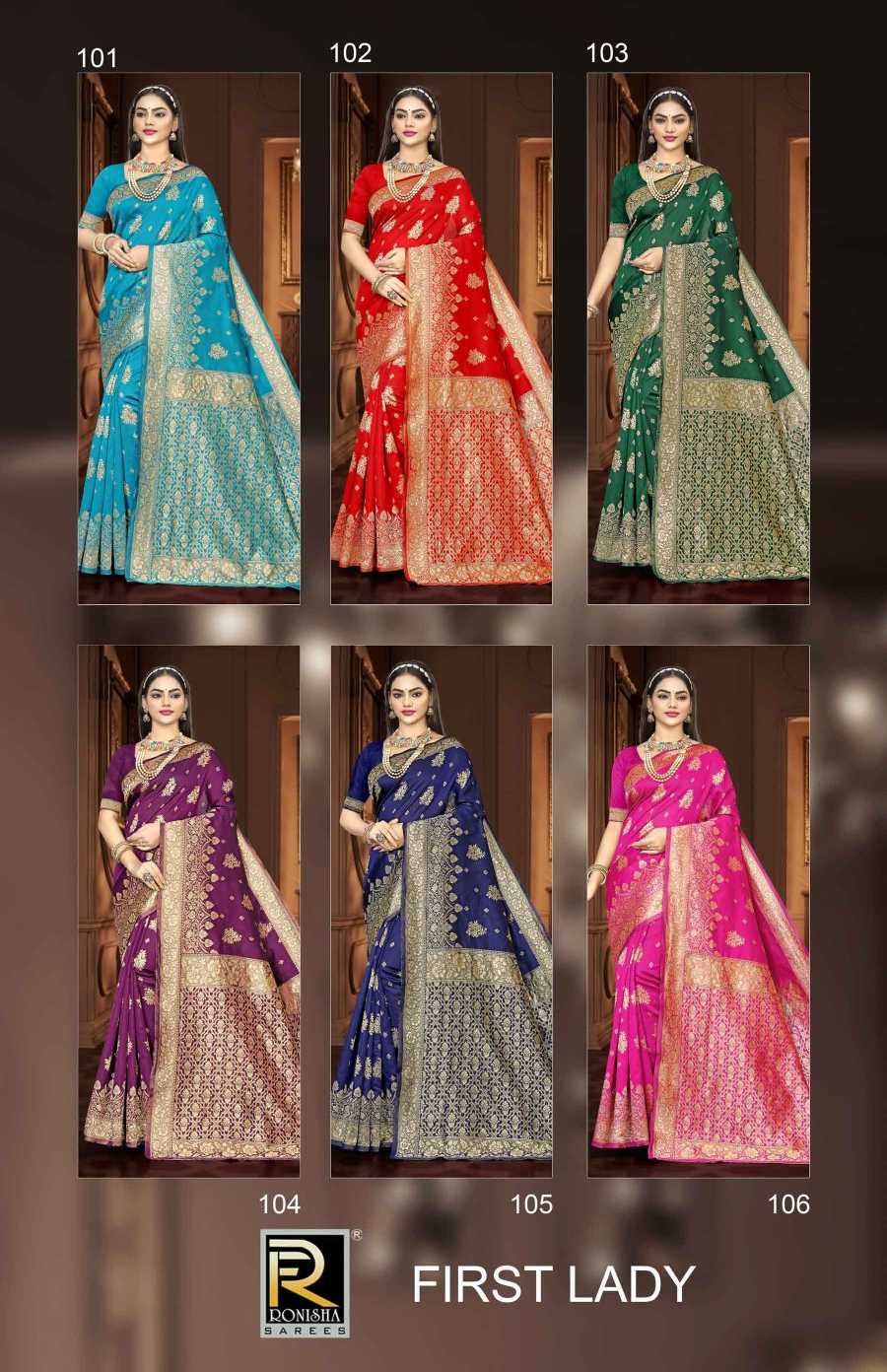Ronisha First lady Banarasi Silk Saree Wholesale catalog