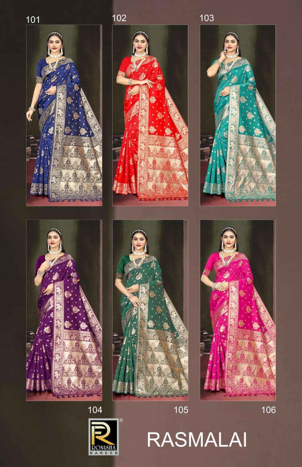 Ronisha Rasmalai-1 banarasi silk Saree Wholesale catalog