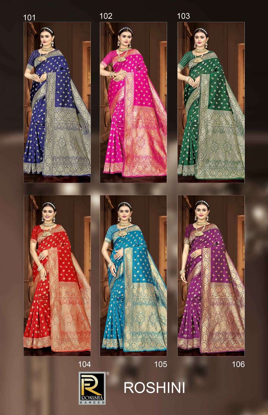 Ronisha Roshini  Banarasi Silk Saree Wholesale catalog
