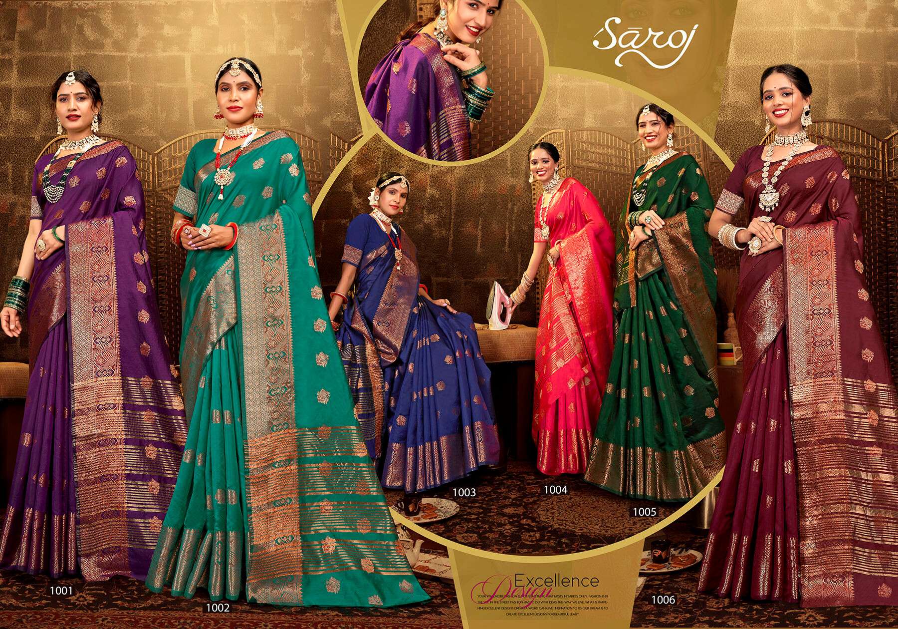 Saroj Jannat Vol.1 Soft silk saree chit pallu Saree Wholesale catalog    