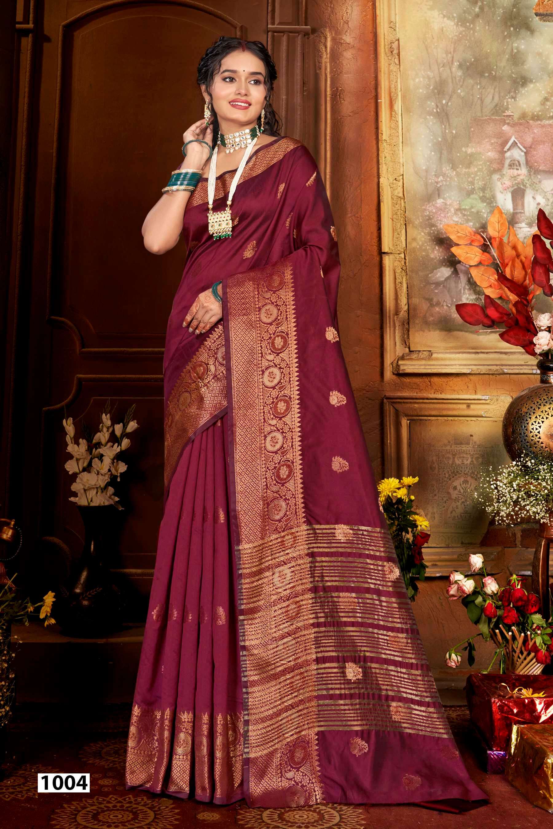 Saroj Jannat Vol.6 Soft silk saree chit pallu pallu Saree Wholesale catalog    