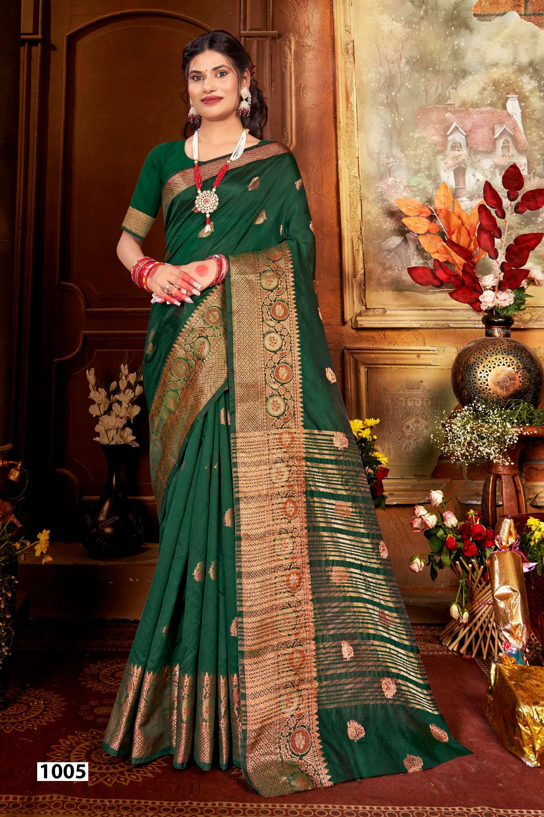 Saroj Jannat Vol.6 Soft silk saree chit pallu pallu Saree Wholesale catalog    