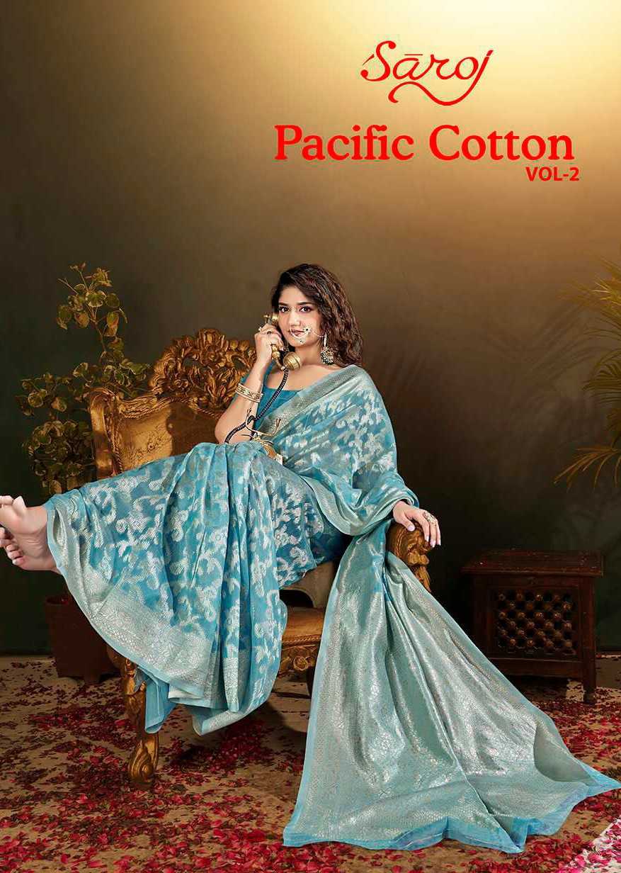 Saroj Pacific Cotton  Vol.2 Soft cotton rich pallu  Saree Wholesale catalog    