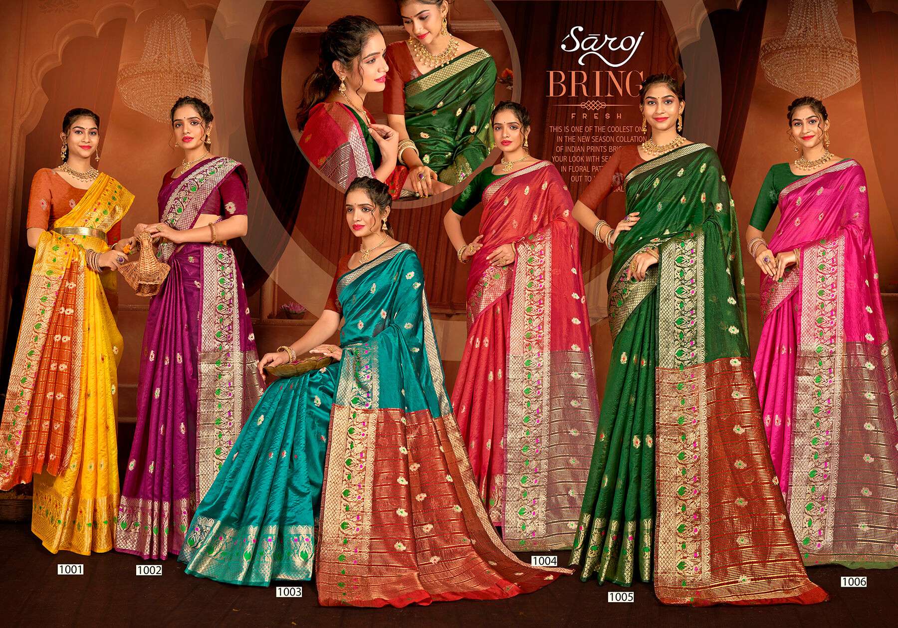 Saroj Prem Kahani Vol.2 organza chit pallu Saree Wholesale catalog    