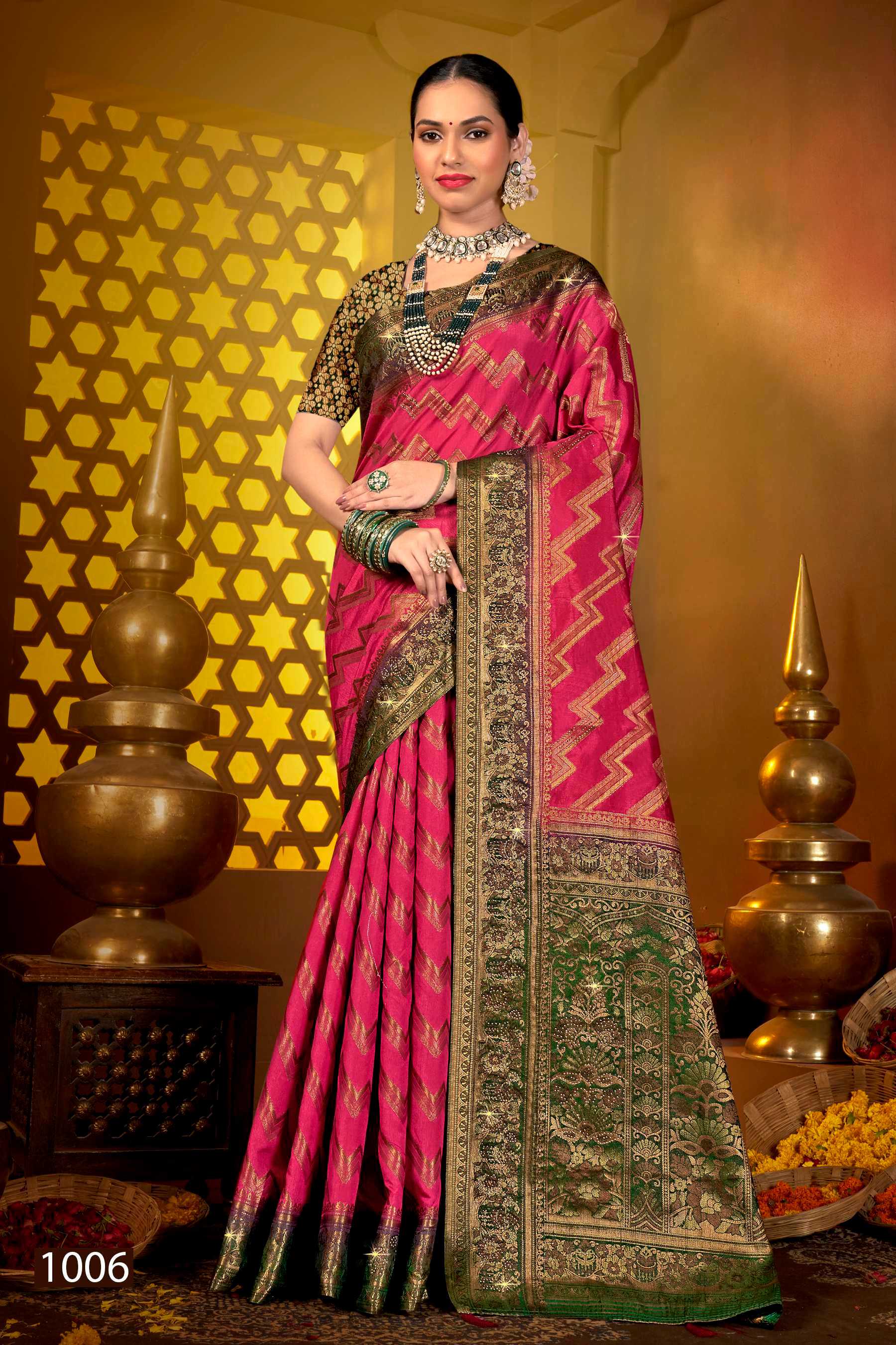 Saroj Tanak Tara Vol.4 Soft dolla silk with heavy swarovski work rich pallu saree Wholesale catalog    
