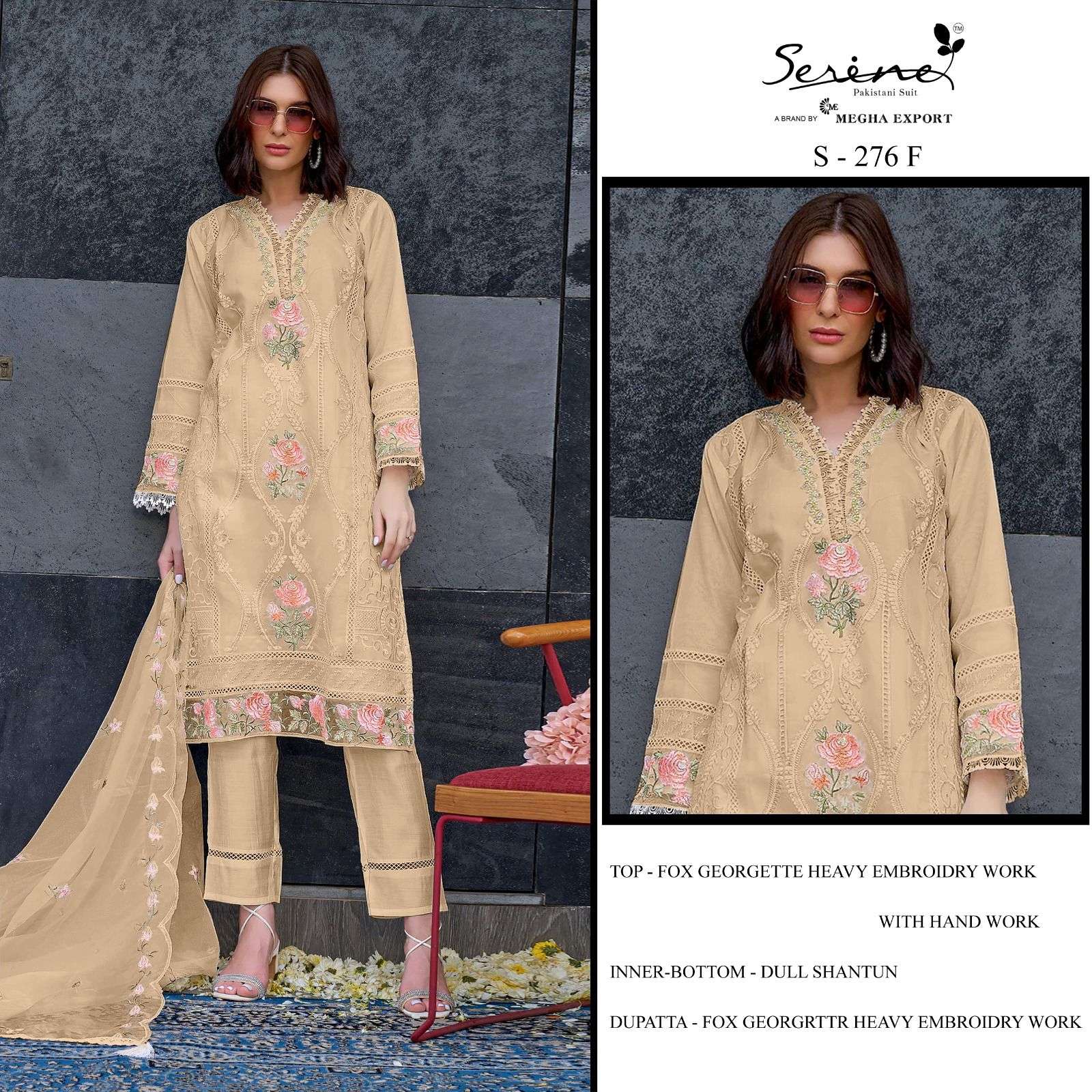 Serine S 276 E To H Georgette Salwar Suits Wholesale catalog