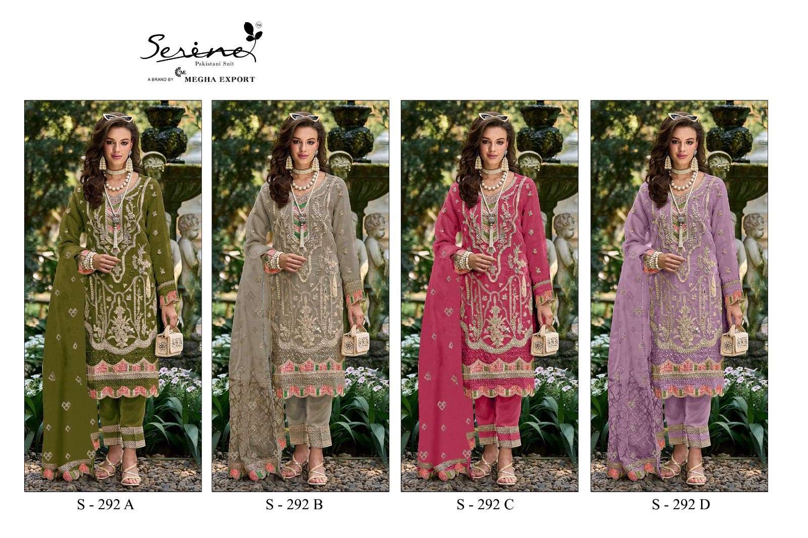 Serine S 292 A To D Organza Pakistani Suits Wholesale catalog