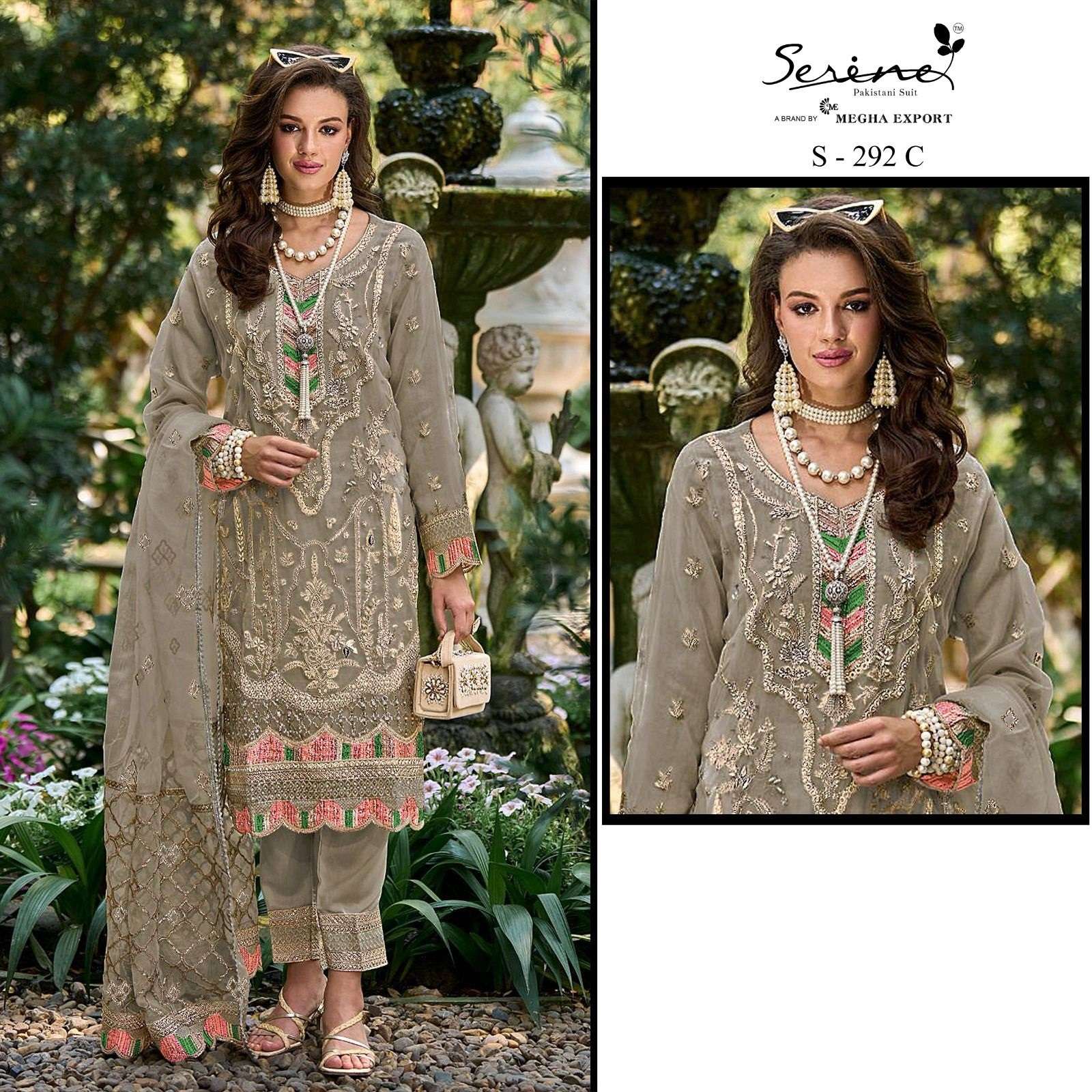 Serine S 292 A To D Organza Pakistani Suits Wholesale catalog