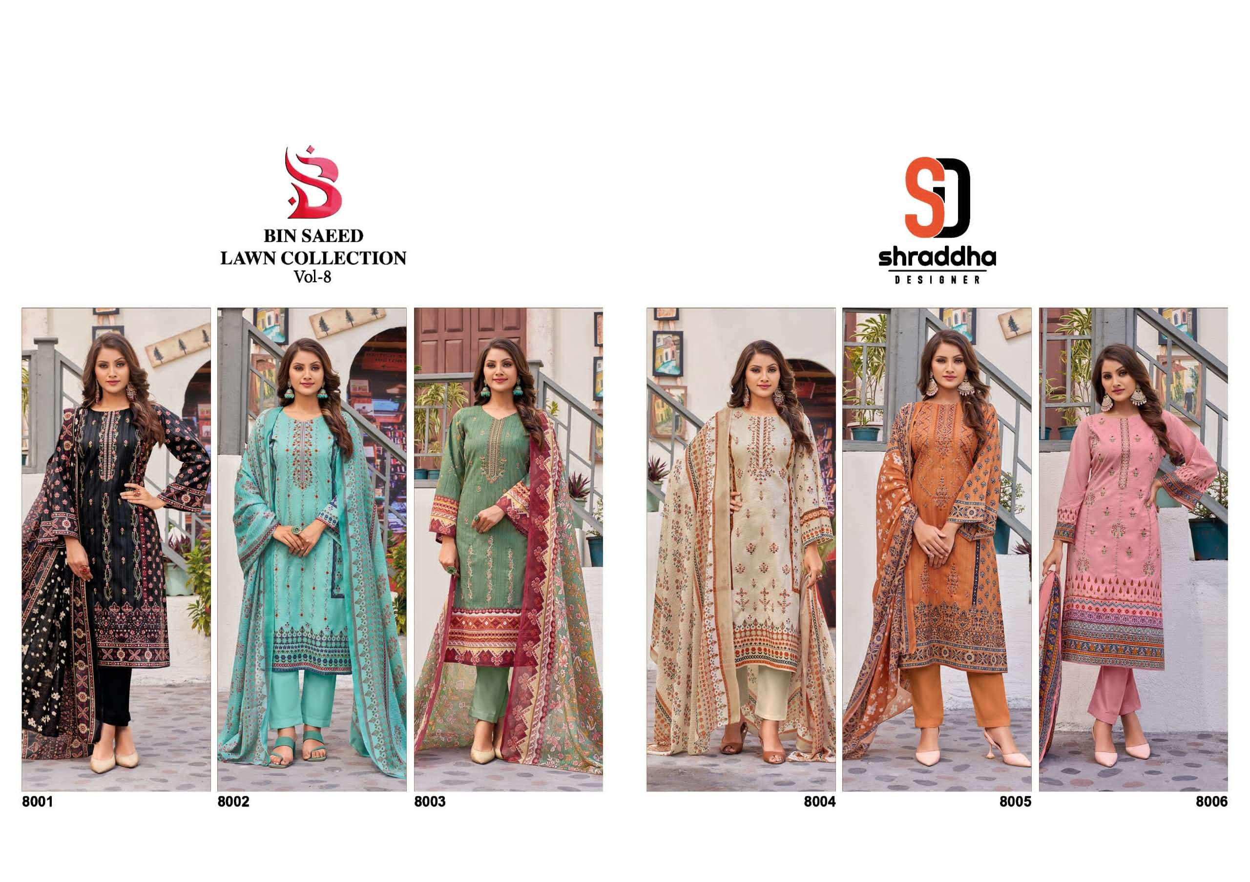 Shraddha Bin Saeed Lawn Collection Vol 8 Pakistani Suit Wholesale catalog