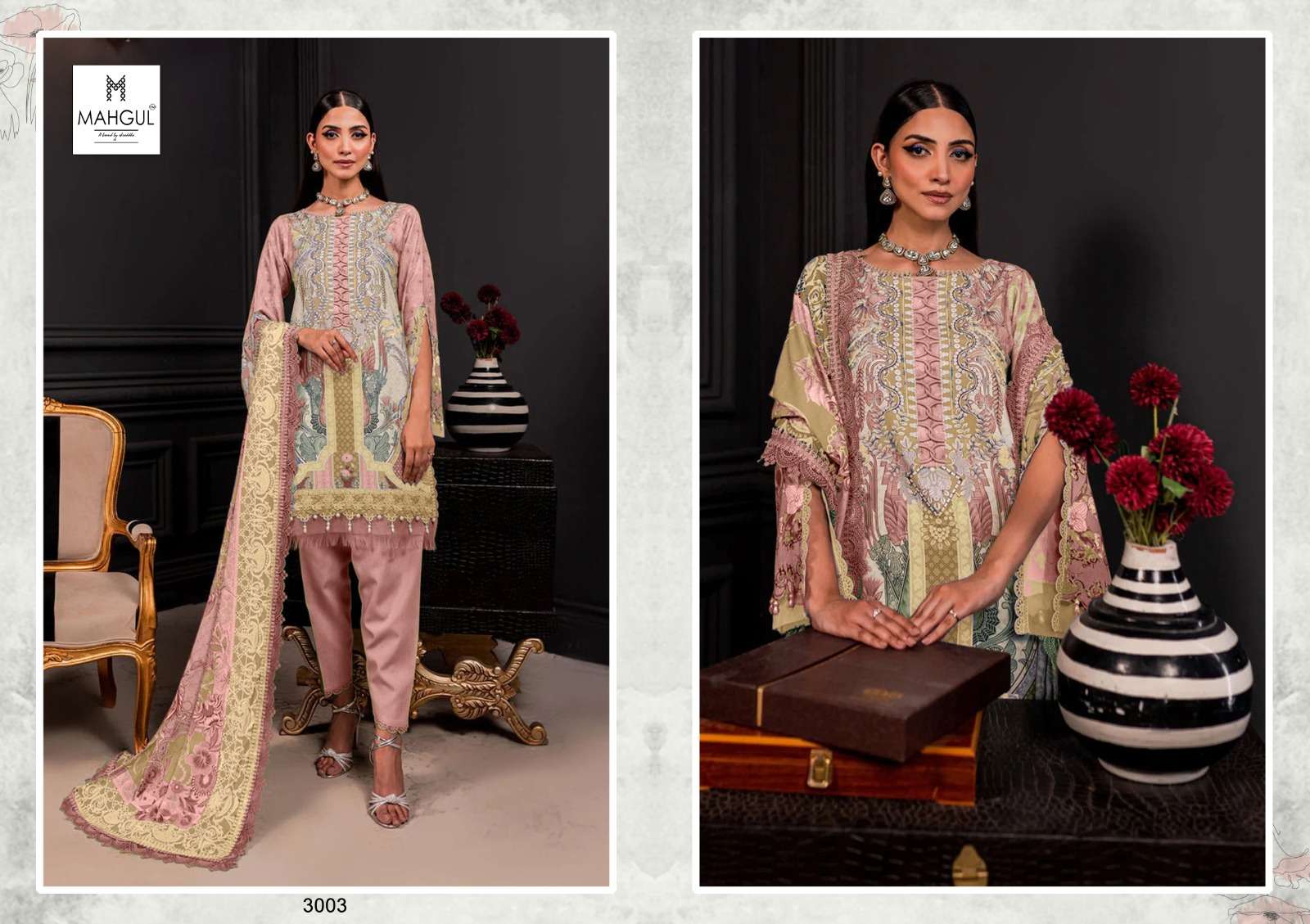 Shraddha Nx Maghul Queen Court 3 Chiffon Dupatta Pakistani Suits Wholesale catalog