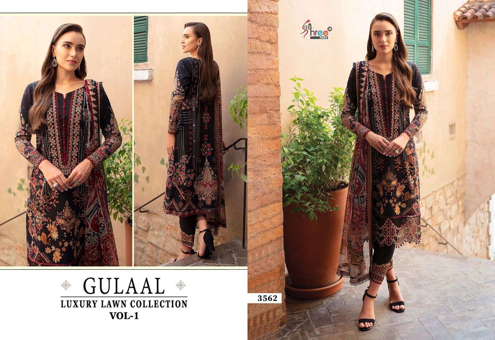 Shree Gulaal Luxury Lawn Vol 1 Cotton Dupatta Pakistani Suit Wholesale catalog